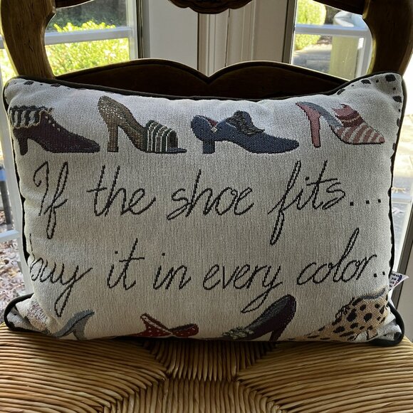 💗Pillow - "If the Shoe Fits Buy It in Every Color" Size 16"X12" - Picture 2 of 9